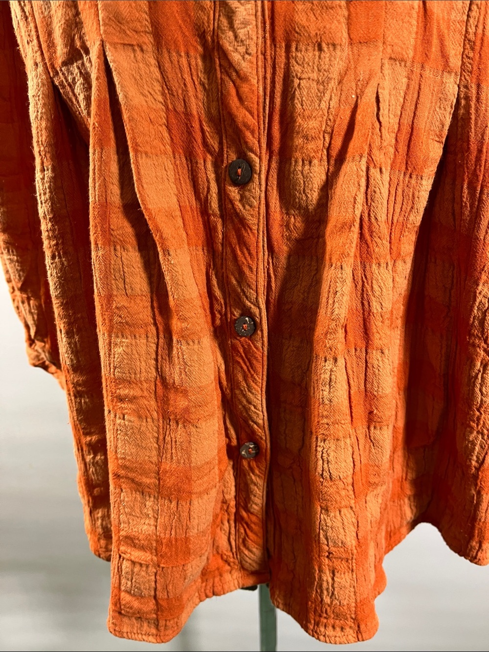 Easel Burnt Orange Button-Front Tunic Relaxed Fit w gathering Size S - Picture 3 of 10